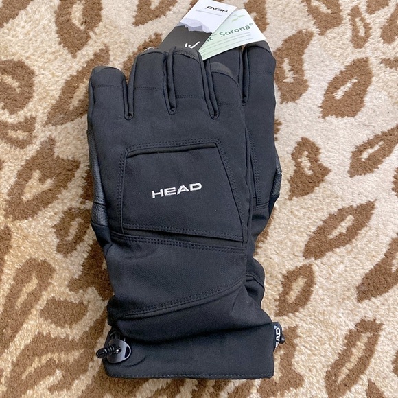 Head Waterproof Breathable Black Winter Ski Snow Gloves Size XL Zipper Pocket - Picture 1 of 6